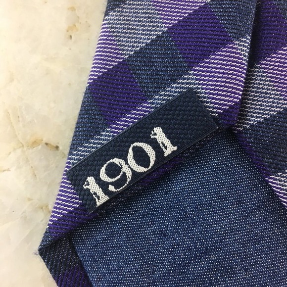 1901 Silk / Wool Blue Purple Regiment Tie - Picture 5 of 10